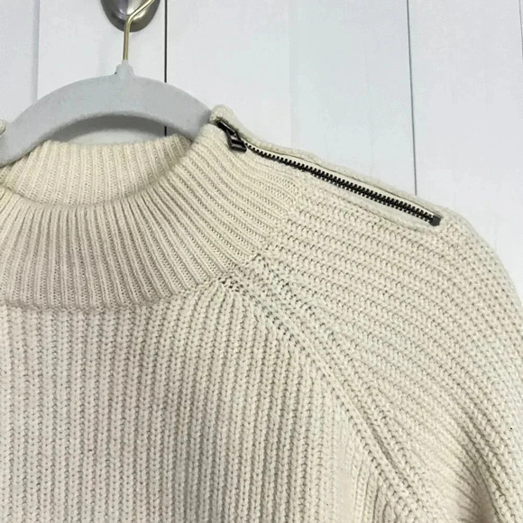 Sweaty Betty Rye Cotton Wool Blend Knit Sweater Ribbed Bell Sleeve White Small - Picture 5 of 7